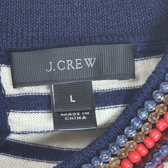(R6)J. Crew Navy
Stripe 3/4 Sleeve Beaded
Neckline Merino Wool
Sweater,Sz L - Picture 4 of 13